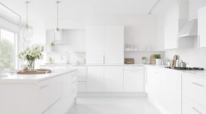 modern white kitchen in bay area