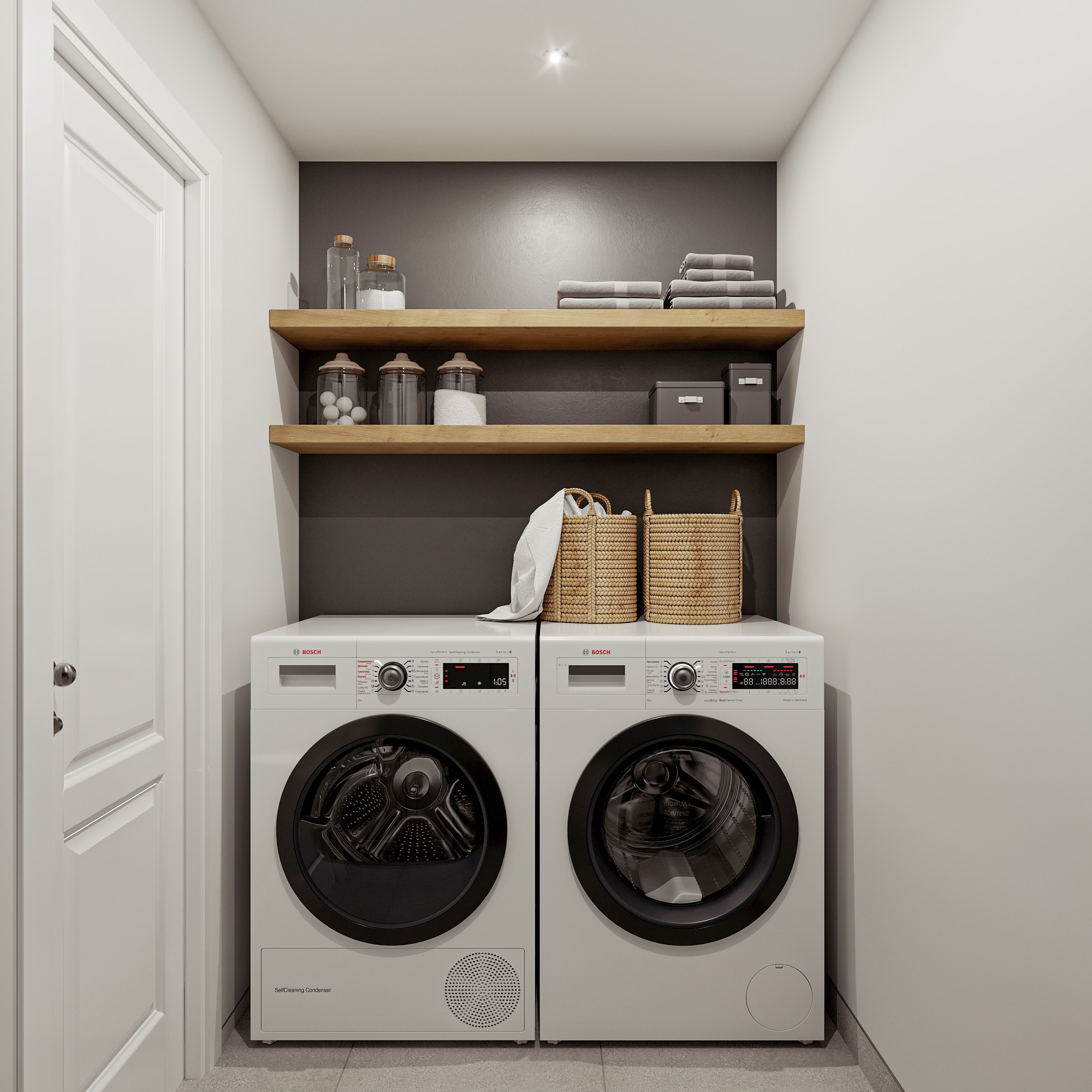 Laundry room with side-by-side washer and dryer