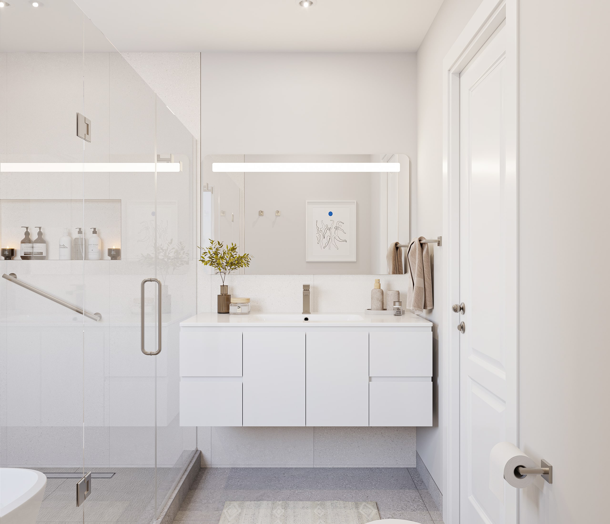 Bright double vanity with mirror
