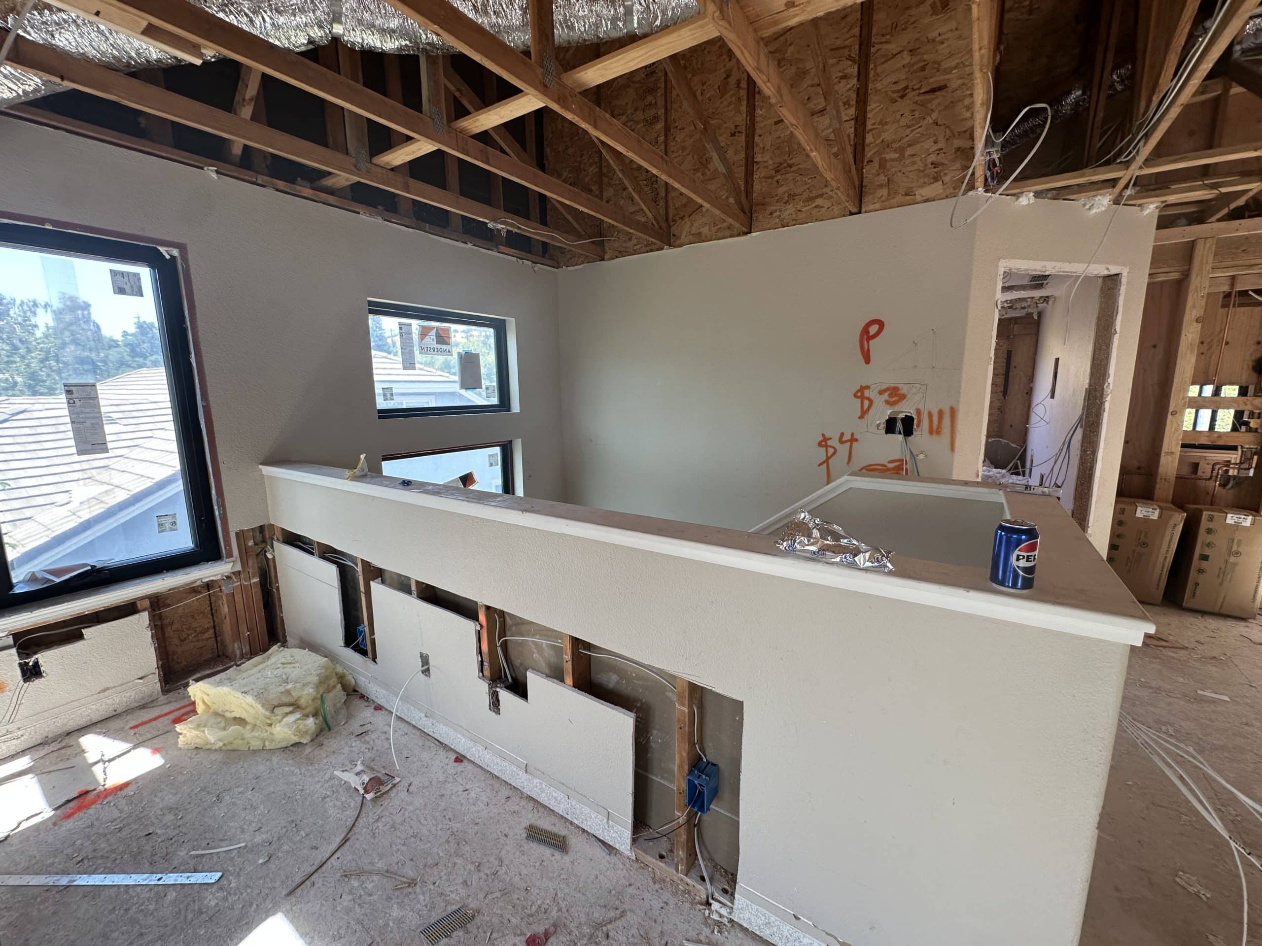 Framed interior with window opening to the view