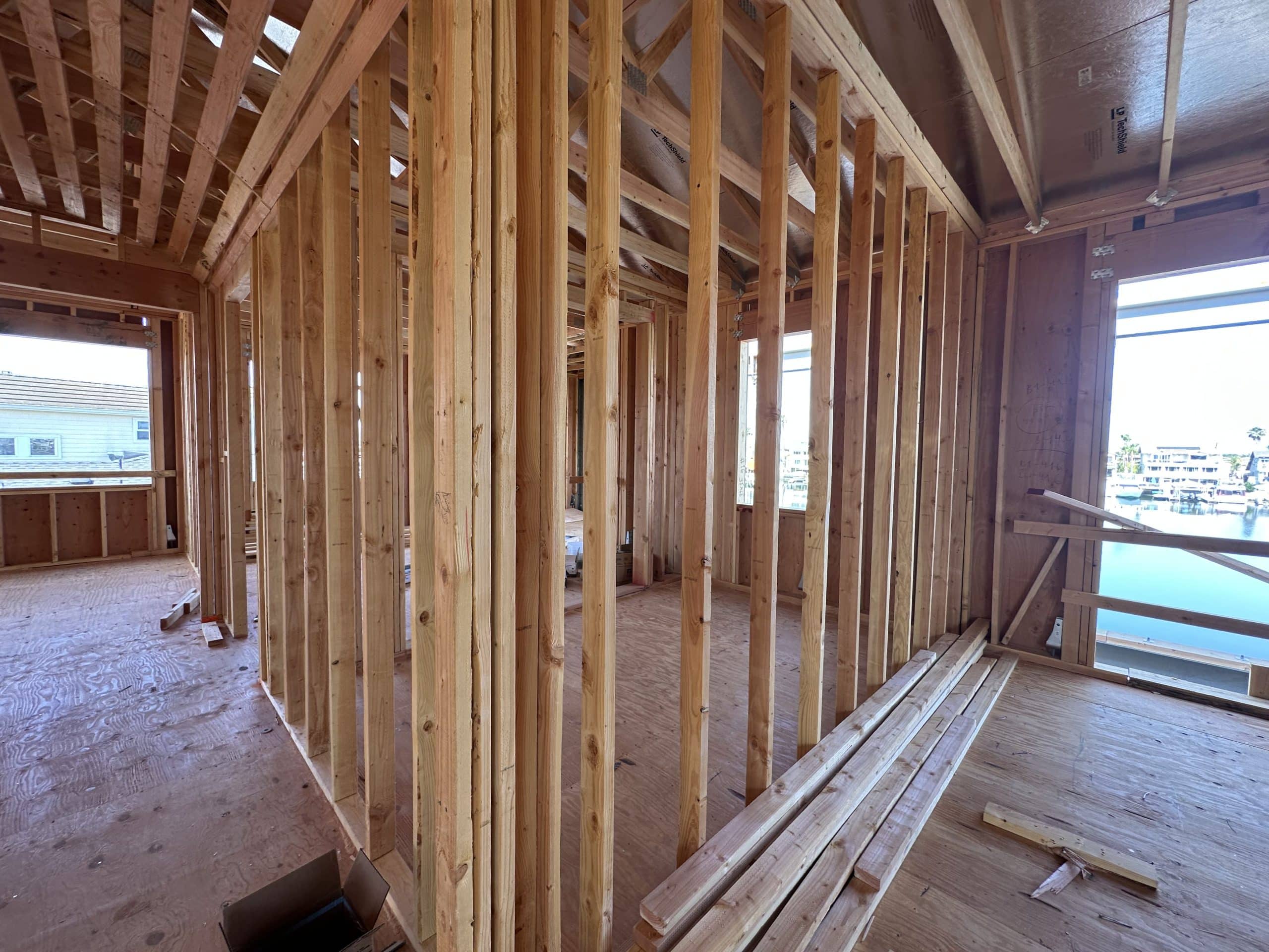 Framed room with window openings to the view