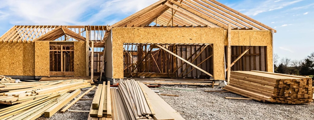 full home build with wood and plaster