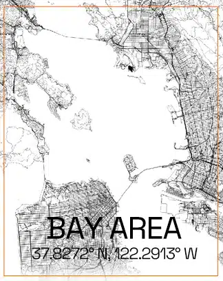 black and white map of the san Francisco bay area