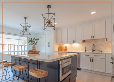 textured and stylized kitchen with modern wood cabinets