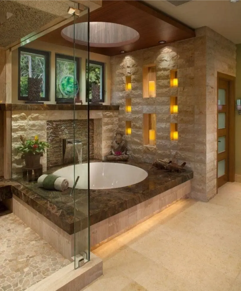 cozy bathroom with mood lighting