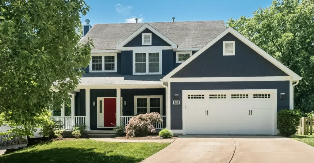 2nd story home addition with blue colored outside