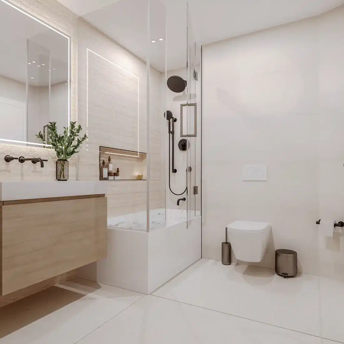 Piedmont soaking-tub bath remodel — serene natural palette