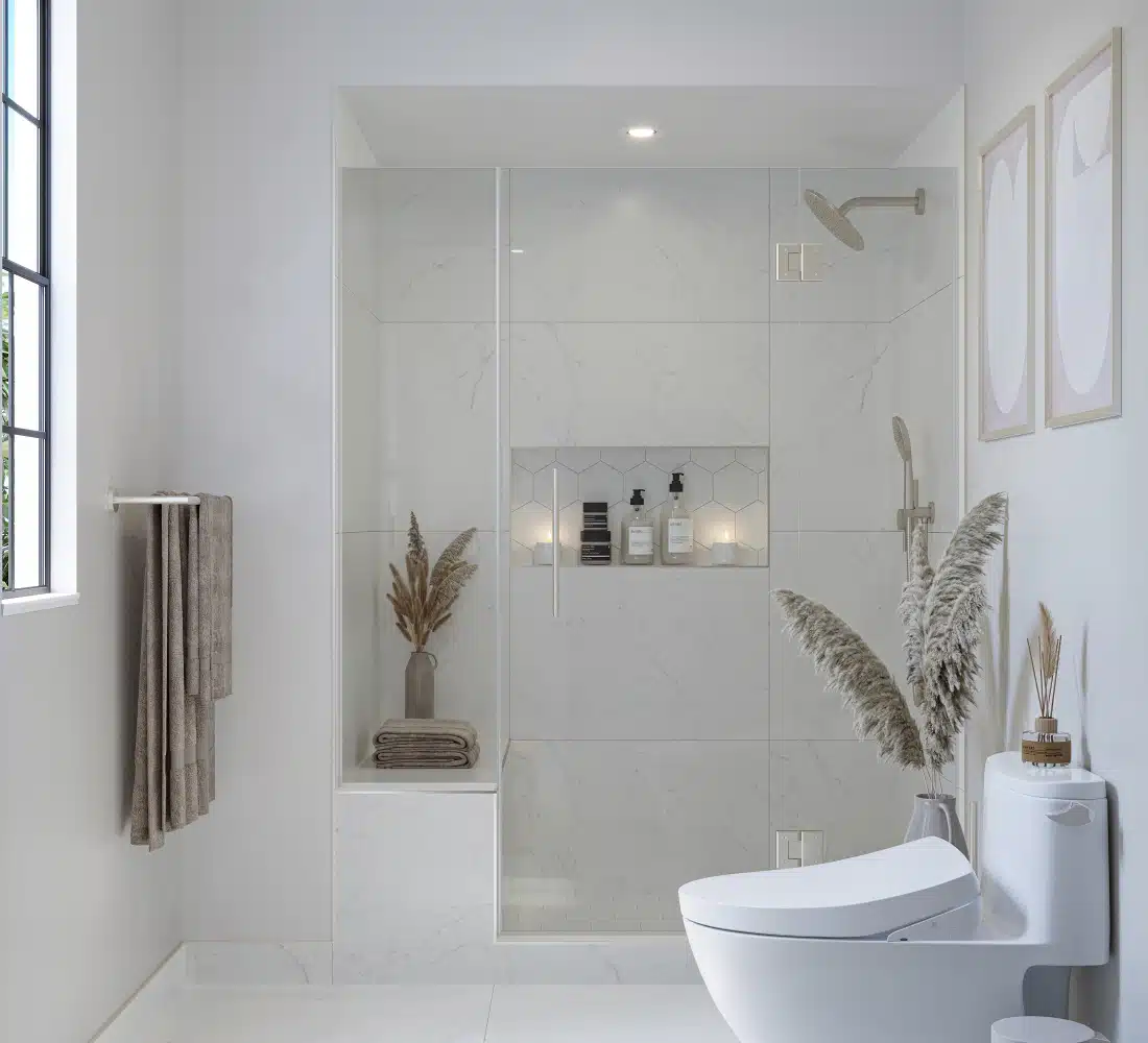 Berkeley bathroom remodel — bathing area and finishes