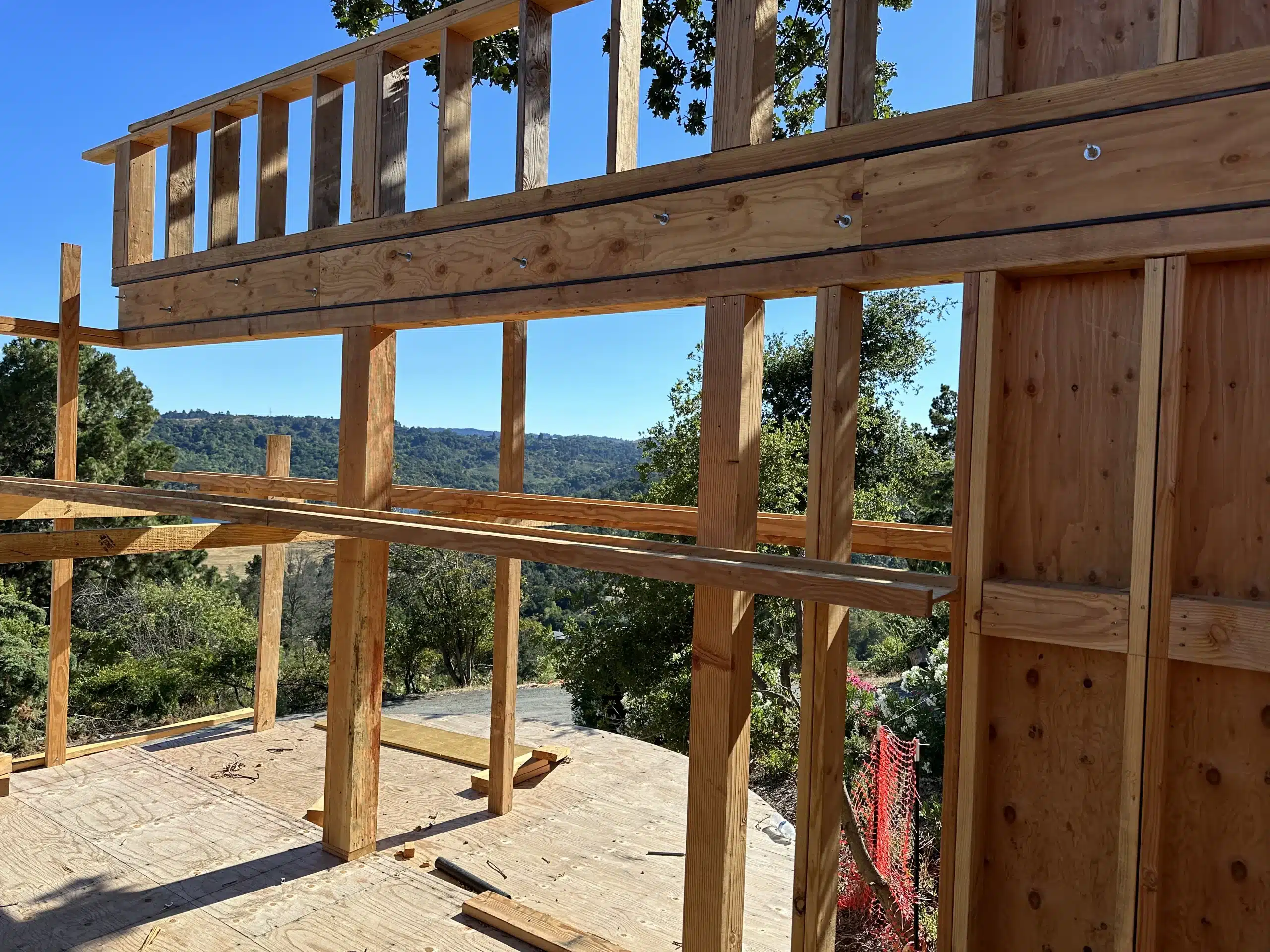 Lafayette custom home under construction on a hillside
